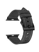 Leather Coated Silicone Watchband Strap for Apple Watch Ultra 49mm / Series 7 / 8 45mm / Series 6 / 5 / 4 / SE / SE (2022) 44m / Series / Series 3 / 2 / 1 42mm - Black