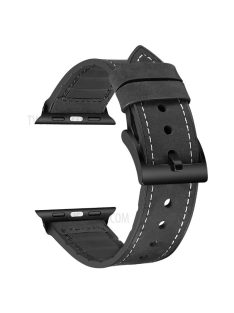   Leather Coated Silicone Watchband Strap for Apple Watch Ultra 49mm / Series 7 / 8 45mm / Series 6 / 5 / 4 / SE / SE (2022) 44m / Series / Series 3 / 2 / 1 42mm - Black