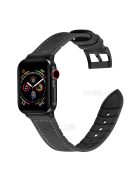 Leather Coated Silicone Watchband Strap for Apple Watch Ultra 49mm / Series 7 / 8 45mm / Series 6 / 5 / 4 / SE / SE (2022) 44m / Series / Series 3 / 2 / 1 42mm - Black