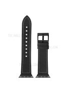 Leather Coated Silicone Watchband Strap for Apple Watch Ultra 49mm / Series 7 / 8 45mm / Series 6 / 5 / 4 / SE / SE (2022) 44m / Series / Series 3 / 2 / 1 42mm - Black