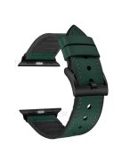 Leather Coated Silicone Watchband Strap for Apple Watch Ultra 49mm / Series 7 / 8 45mm / Series 6 / 5 / 4 / SE / SE (2022) 44m / Series / Series 3 / 2 / 1 42mm - Blackish Green