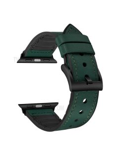   Leather Coated Silicone Watchband Strap for Apple Watch Ultra 49mm / Series 7 / 8 45mm / Series 6 / 5 / 4 / SE / SE (2022) 44m / Series / Series 3 / 2 / 1 42mm - Blackish Green