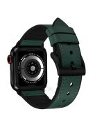 Leather Coated Silicone Watchband Strap for Apple Watch Ultra 49mm / Series 7 / 8 45mm / Series 6 / 5 / 4 / SE / SE (2022) 44m / Series / Series 3 / 2 / 1 42mm - Blackish Green