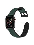 Leather Coated Silicone Watchband Strap for Apple Watch Ultra 49mm / Series 7 / 8 45mm / Series 6 / 5 / 4 / SE / SE (2022) 44m / Series / Series 3 / 2 / 1 42mm - Blackish Green