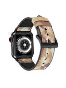 Leather Coated Silicone Watchband Strap for Apple Watch Ultra 49mm / Series 7 / 8 45mm / Series 6 / 5 / 4 / SE / SE (2022) 44m / Series / Series 3 / 2 / 1 42mm - Camouflage Brown