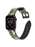 Leather Coated Silicone Watchband Strap for Apple Watch Ultra 49mm / Series 7 / 8 45mm / Series 6 / 5 / 4 / SE / SE (2022) 44m / Series / Series 3 / 2 / 1 42mm - Camouflage Green