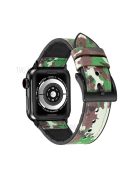 Leather Coated Silicone Watchband Strap for Apple Watch Ultra 49mm / Series 7 / 8 45mm / Series 6 / 5 / 4 / SE / SE (2022) 44m / Series / Series 3 / 2 / 1 42mm - Camouflage Green