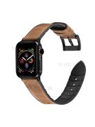 Leather Coated Silicone Watchband Strap for Apple Watch Ultra 49mm / Series 7 / 8 45mm / Series 6 / 5 / 4 / SE / SE (2022) 44m / Series / Series 3 / 2 / 1 42mm - Crazy Horse Brown