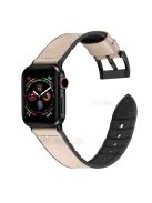 Leather Coated Silicone Watchband Strap for Apple Watch Ultra 49mm / Series 7 / 8 45mm / Series 6 / 5 / 4 / SE / SE (2022) 44m / Series / Series 3 / 2 / 1 42mm - Light Grey