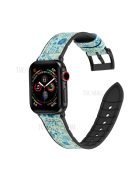 Leather Coated Silicone Watchband Strap for Apple Watch Ultra 49mm / Series 7 / 8 45mm / Series 6 / 5 / 4 / SE / SE (2022) 44m / Series / Series 3 / 2 / 1 42mm - Pattern Blue