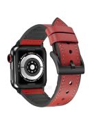 Leather Coated Silicone Watchband Strap for Apple Watch Ultra 49mm / Series 7 / 8 45mm / Series 6 / 5 / 4 / SE / SE (2022) 44m / Series / Series 3 / 2 / 1 42mm - Red