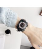 Leather Watch Band for Apple Watch Series 10 42mm / 9 8 7 41mm / SE (2023) SE (2022) SE 6 5 4 40mm / 3 2 1 38mm Heart Shape Adjustable Strap - Black