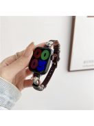 Leather Watch Band for Apple Watch Series 10 42mm / 9 8 7 41mm / SE (2023) SE (2022) SE 6 5 4 40mm / 3 2 1 38mm Heart Shape Adjustable Strap - Coffee