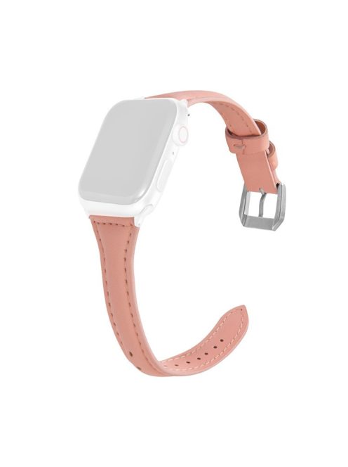 Leather Watchband Strap with Buckle for Apple Watch Series 10 42mm / 9 8 7 41mm / 6 5 4 SE SE (2022) SE (2023) 40mm / 3 2 1 38mm  - Pink