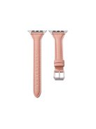 Leather Watchband Strap with Buckle for Apple Watch Series 10 42mm / 9 8 7 41mm / 6 5 4 SE SE (2022) SE (2023) 40mm / 3 2 1 38mm  - Pink