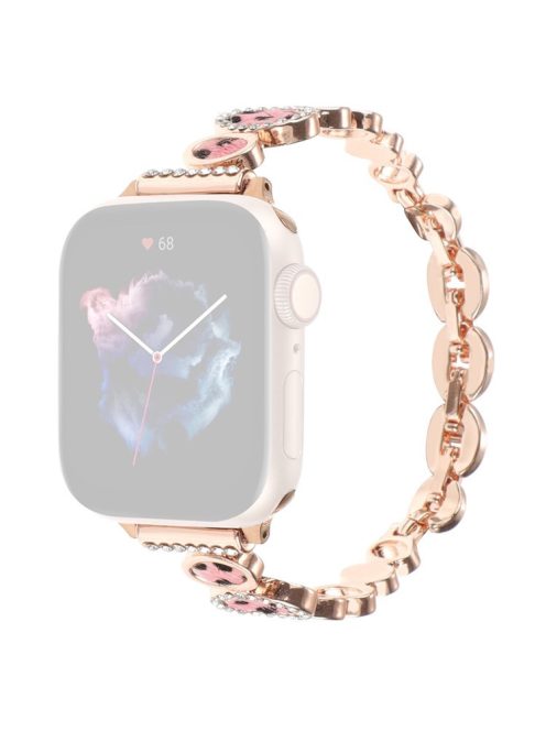 Leopard Print Band for Apple Watch 10 46mm / Ultra 2 / Ultra 49mm / 9 8 7 45mm / SE (2023) SE (2022) SE 6 5 4 44mm / 3 2 1 42mm Metal Strap - Rose Gold