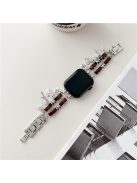 Lovely Pendant Watch Strap for Apple Watch Series 10 42mm / 9 8 7 41mm / SE (2023) SE (2022) SE 6 5 4 40mm / 3 2 1 38mm Zinc Alloy+Leather Band - Silver+Brown