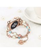 Luminous Night Pearl Bracelet Wrist Band Strap for Apple Watch Series 10 46mm / Ultra 2 Ultra 49mm / 9 8 7 45mm / SE (2023) SE (2022) SE 6 5 4 44mm / 3 2 1 42mm - Rose Gold