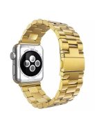 Luxury Three Beads Stainless Steel Watch Band Replacement Part for Apple Watch Series 10 46mm / Ultra 2 Ultra 49mm / 9 8 7 45mm / SE (2023) SE (2022) SE 6 5 4 44mm / 3 2 1 42mm - Gold