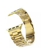 Luxury Three Beads Stainless Steel Watch Band Replacement Part for Apple Watch Series 10 46mm / Ultra 2 Ultra 49mm / 9 8 7 45mm / SE (2023) SE (2022) SE 6 5 4 44mm / 3 2 1 42mm - Gold