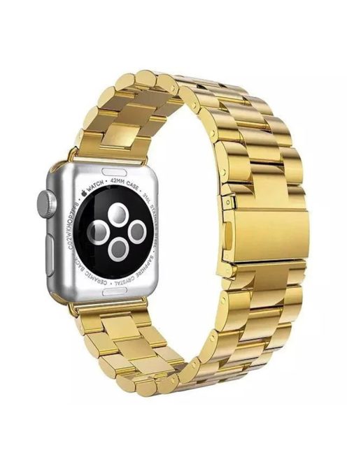 Luxury Three Beads Stainless Steel Watch Strap for Apple Watch Series 10 42mm / 9 8 7 41mm / SE (2023) SE (2022) SE 6 5 4 40mm / 3 2 1 38mm - Gold