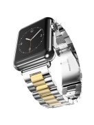 Luxury Three Beads Stainless Steel Watch Strap for Apple Watch Series 10 42mm / 9 8 7 41mm / SE (2023) SE (2022) SE 6 5 4 40mm / 3 2 1 38mm - Gold + Silver