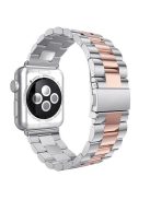 Luxury Three Beads Stainless Steel Watch Strap for Apple Watch Series 10 42mm / 9 8 7 41mm / SE (2023) SE (2022) SE 6 5 4 40mm / 3 2 1 38mm - Rose Gold + Silver