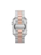 Luxury Three Beads Stainless Steel Watch Strap for Apple Watch Series 10 42mm / 9 8 7 41mm / SE (2023) SE (2022) SE 6 5 4 40mm / 3 2 1 38mm - Rose Gold + Silver