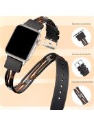 M / L Size Ethnic Style Strap for Apple Watch 10 46mm / Ultra 2 / Ultra 49mm / 9 8 7 45mm / SE (2023) SE (2022) SE 6 5 4 44mm / 3 2 1 42mm Cowhide Watch Band - Black