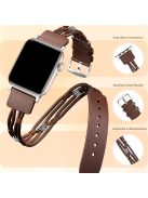 M / L Size Ethnic Style Strap for Apple Watch 10 46mm / Ultra 2 / Ultra 49mm / 9 8 7 45mm / SE (2023) SE (2022) SE 6 5 4 44mm / 3 2 1 42mm Cowhide Watch Band - Brown