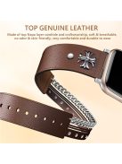 M / L Size For Apple Watch 10 46mm / Ultra 2 / Ultra 49mm / 9 8 7 45mm / SE (2023) SE (2022) SE 6 5 4 44mm / 3 2 1 42mm Cowhide Strap Punk Style Watch Band - Brown