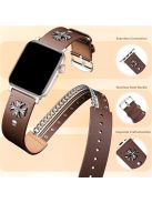 M / L Size For Apple Watch 10 46mm / Ultra 2 / Ultra 49mm / 9 8 7 45mm / SE (2023) SE (2022) SE 6 5 4 44mm / 3 2 1 42mm Cowhide Strap Punk Style Watch Band - Brown