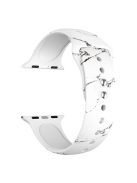 M Size for Apple Watch Series 10 46mm / Ultra 2 Ultra 49mm /  Series 9 8 7 45mm / 6 5 4 SE (2023) SE (2022) SE 44mm / 3 2 1 42mm Pattern Printed Adjustable Band Silicone Watch Strap - Marble