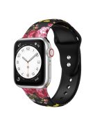 M Size for Apple Watch Series 10 46mm / Ultra 2 Ultra 49mm /  Series 9 8 7 45mm / 6 5 4 SE (2023) SE (2022) SE 44mm / 3 2 1 42mm Pattern Printed Adjustable Band Silicone Watch Strap - Pink Flower