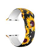 M Size for Apple Watch Series 10 46mm / Ultra 2 Ultra 49mm /  Series 9 8 7 45mm / 6 5 4 SE (2023) SE (2022) SE 44mm / 3 2 1 42mm Pattern Printed Adjustable Band Silicone Watch Strap - Sunflower