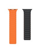 Magnetic Band for Apple Watch Series 10 42mm / 9 8 7 41mm / SE (2023) SE (2022) SE 6 5 4 40mm / 3 2 1 38mm AW Silicone Adjustable Strap - Black+Orange