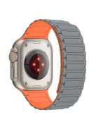 Magnetic Band for Apple Watch Series 10 42mm / 9 8 7 41mm / SE (2023) SE (2022) SE 6 5 4 40mm / 3 2 1 38mm AW Silicone Adjustable Strap - Grey+Orange