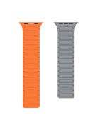 Magnetic Band for Apple Watch Series 10 42mm / 9 8 7 41mm / SE (2023) SE (2022) SE 6 5 4 40mm / 3 2 1 38mm AW Silicone Adjustable Strap - Grey+Orange