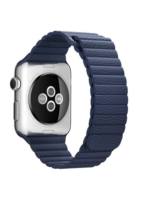 Magnetic Loop Genuine Leather Replacement Watch Strap for Apple Watch Series 10 42mm / 9 8 7 41mm / SE (2023) SE (2022) SE 6 5 4 40mm / 3 2 1 38mm - Blue