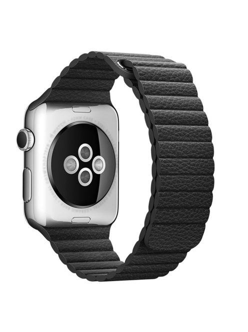 Magnetic Loop Genuine Leather Watch Band for Apple Watch Series 10 42mm / 9 8 7 41mm / SE (2023) SE (2022) SE 6 5 4 40mm / 3 2 1 38mm - Black