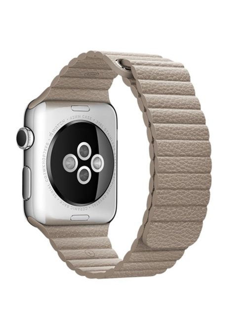 Magnetic Loop Genuine Leather Watch Strap Band for Apple Watch Series 10 46mm / Ultra 2 Ultra 49mm / 9 8 7 45mm / SE (2023) SE (2022) SE 6 5 4 44mm / 3 2 1 42mm - Khaki