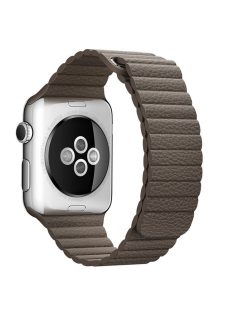   Magnetic Loop Genuine Leather Wrist Watch Strap for Apple Watch Series 10 46mm / Ultra 2 Ultra 49mm / 9 8 7 45mm / SE (2023) SE (2022) SE 6 5 4 44mm / 3 2 1 42mm - Brown