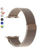 Magnetic Milanese Loop Metal Watch Wrist Strap for Apple Watch Series 10 46mm / Ultra 2 Ultra 49mm / 9 8 7 45mm / SE (2023) SE (2022) SE 6 5 4 44mm / 3 2 1 42mm - Champagne Gold