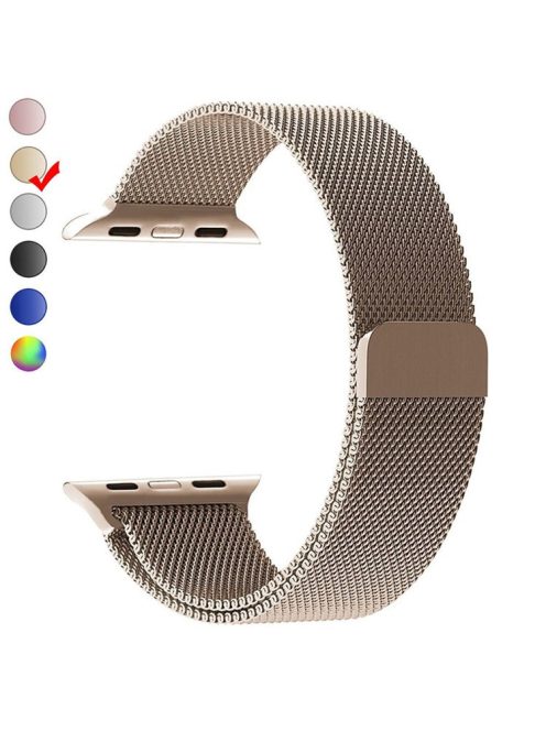 Magnetic Milanese Loop Metal Watch Wrist Strap for Apple Watch Series 10 46mm / Ultra 2 Ultra 49mm / 9 8 7 45mm / SE (2023) SE (2022) SE 6 5 4 44mm / 3 2 1 42mm - Champagne Gold