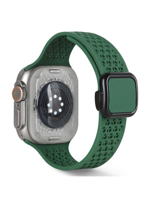 Magnetic Strap for Apple Watch 10 46mm / Ultra 2 / Ultra 49mm / 9 8 7 45mm / SE (2023) SE (2022) SE 6 5 4 44mm / 3 2 1 42mm Silicone Band - Blackish Green