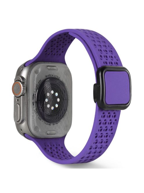 Magnetic Strap for Apple Watch 10 46mm / Ultra 2 / Ultra 49mm / 9 8 7 45mm / SE (2023) SE (2022) SE 6 5 4 44mm / 3 2 1 42mm Silicone Band - Dark Purple