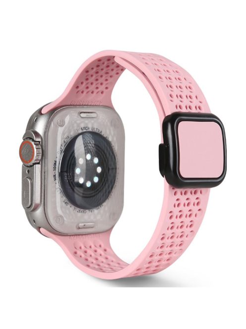 Magnetic Strap for Apple Watch 10 46mm / Ultra 2 / Ultra 49mm / 9 8 7 45mm / SE (2023) SE (2022) SE 6 5 4 44mm / 3 2 1 42mm Silicone Band - Light Pink