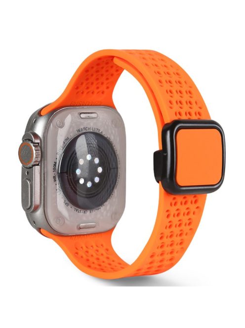 Magnetic Strap for Apple Watch 10 46mm / Ultra 2 / Ultra 49mm / 9 8 7 45mm / SE (2023) SE (2022) SE 6 5 4 44mm / 3 2 1 42mm Silicone Band - Orange