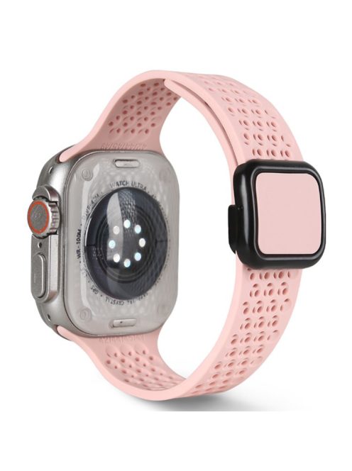 Magnetic Strap for Apple Watch 10 46mm / Ultra 2 / Ultra 49mm / 9 8 7 45mm / SE (2023) SE (2022) SE 6 5 4 44mm / 3 2 1 42mm Silicone Band - Sandy Pink