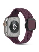 Magnetic Strap for Apple Watch 10 46mm / Ultra 2 / Ultra 49mm / 9 8 7 45mm / SE (2023) SE (2022) SE 6 5 4 44mm / 3 2 1 42mm Silicone Band - Wine Red